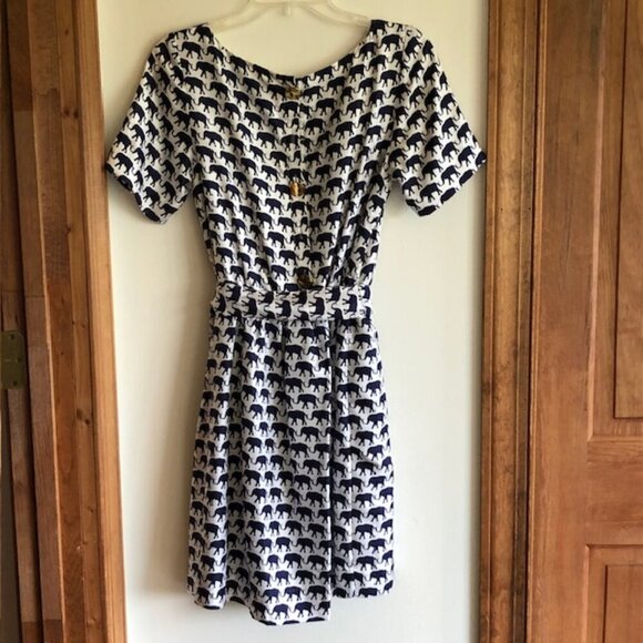 ELIZABETH MCKAY Silk Elephant Print Short Sleeve Dress 4 - Picture 11 of 17